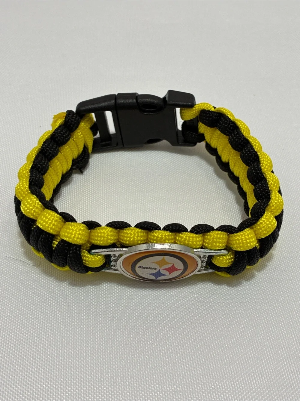 Black & Gold Steelers NFL Pittsburgh Braided Rope Wrist Bracelet
